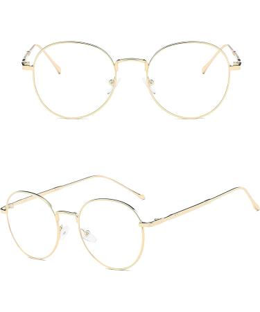 Buy Classic Round Metal Frame Retro Glasses - Flat Mirror Decorative Glasses with Clear Lenses - International Shipping - Buy Online on GoSupps.com