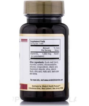 Windmill B-12 1000 Mcg Quick-Melt Tabs 100's - Assorted Flavors - Buy Online on GoSupps.com