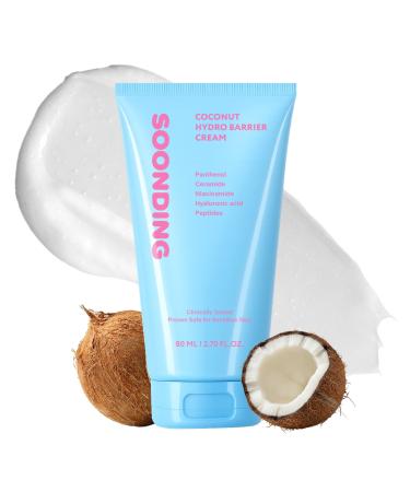 SOONDING Coconut Hydro Barrier Cream | Soothing & Barrier Repair Moisturizer with Panthenol Ceramide & Squalane | Non-Greasy Fragrance Free Capsule Cream Korean Skin Care (80ml / 2.7 fl oz)