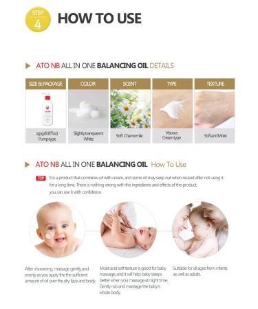 ATO NB Baby Balancing Oil - High Moisture Creamy Baby Oil for Dry, Sensitive Skin | Natural Ingredients | Korea - 8.8 fl oz - Buy Online on GoSupps.com