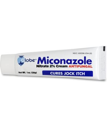 Globe Miconazole Nitrate 2% Antifungal Cream - 1oz Tube | Treats Athlete's Foot, Jock Itch, Ringworm - Buy Online on GoSupps.com