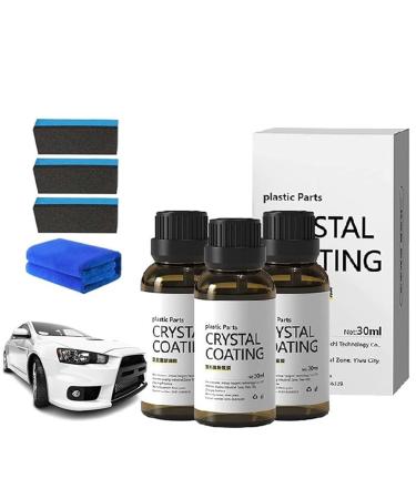 Plastic Parts Crystal Coating Crystal Coating for Car Car Plastic Renovation Coating Crystal Coating for Car PlasticParts Long Duration Plastic Parts Refurbish Agent with Spong(3pcs)