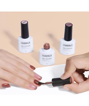 AILLSA Milky White Gel Nail Polish Set Nude Sheer Pink Brown Gel Polish with Base and Top Coat Jelly Natural Neutral Nail Polish Gel Soak Off U V Starter Kit Gift DIY Manicure at Home A2-amber Brown - Buy Online on GoSupps.com