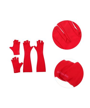 Healeved 2 Pairs Nail Gloves Anti Sun Glove Nail Art Hand Protector Sun Gloves Fingerless Glove Professional Nail Lamp Hand Protection Gloves Shield Glove Mj03 Polyester Anti-uv Dryer Red - Buy Online on GoSupps.com