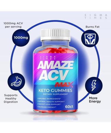 Amaze ACV Keto Max Gummies - Organic Apple Cider Vinegar Weight Loss Support - 60 Gummies - Buy Online on GoSupps.com