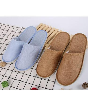 Buy Tianmao 5 Pair Spa Slippers | Linen Disposable Guest Slippers - Comfort for Hotels Spas & Travel - 3 Brown 3 Blue - Buy Online on GoSupps.com