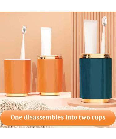 Travel Toothbrush Etui Set - 2-Piece Portable Holder & Toothpaste Storage Box - Blue & Orange - Buy Online on GoSupps.com