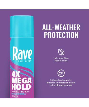 Rave Scented Aerosol Hairspray - 4X Mega Hair Spray for Heat Protection, Volume & Shine - Buy Online on GoSupps.com