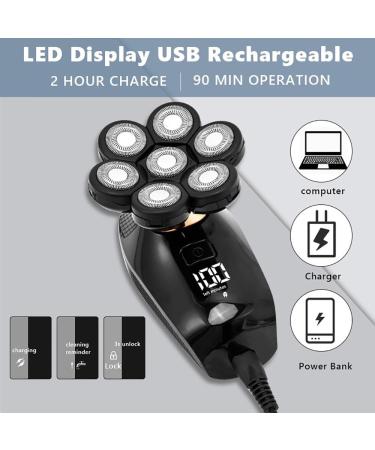 5-in-1 Rechargeable Bald Head Shaver for Men | 7D Electric Shaver with Trimmer Beard & Nose Hair Clipper - Perfect for Bald Men - Buy Online on GoSupps.com