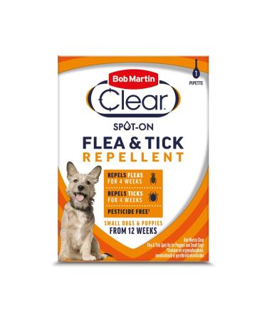 Bob Martin Clear Flea & Tick Spot On Repellent Treatment for Small Dogs and Puppies 4 Week Protection - Buy Online on GoSupps.com