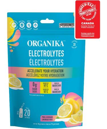 Organika Electrolytes Powder- Pink Lemonade Sachets- On the Go Hydration and Electrolyte Replenishment 3.5g x 20ct Pink Lemonade 20 Servings (Pack of 1) - Buy Online on GoSupps.com