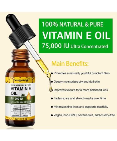Fengyang Vitamin E Oil for Skin Huile De Vitamine E 75 000 Ui R duire Les Lignes Fines Et Les Cicatrices Pour Les Cicatrices Et les Vergetures - Buy Online on GoSupps.com