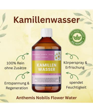  Nakobe Organic chamomile water - 100% natural - Anthemis nobilis Flower Water - Face & body toner spray - Vegan alcohol-free additive-free - Nakobe (1000ml) - Buy Online on GoSupps.com
