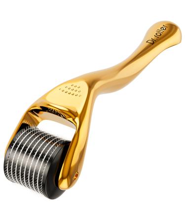 Dr.roller Derma Roller Derma Roller Hair Growth Men and Women Beard Roller for Growth 0.5mm Dermaroller Microneedling Roller for Wrinkles Stretch Marks Acne Spot Hair Loss (Gold) Gold 0.5MM