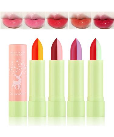 KTouler 4 Pcs Color Changing Lipstick Set  Velvet Long Lasting Moisturizing Magic PH Temperature Non-Stick Cup Waterproof Lip Balm Makeup Gift Set for Girls and Women