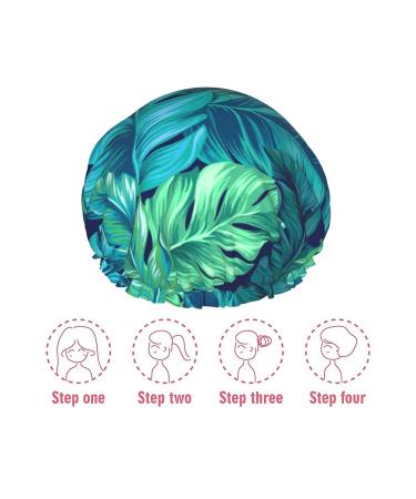 Tropical Palm Leaves Shower Cap - Reusable Waterproof Hair Cap with PEVA Lining - Buy Online on GoSupps.com