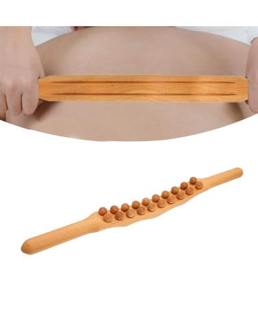 Body Gua Sha Stick Wooden Gua Sha Stick Muscle Relaxing 20 Beads Wooden Scraping Massage Bar for Back Abdomen Shoulder