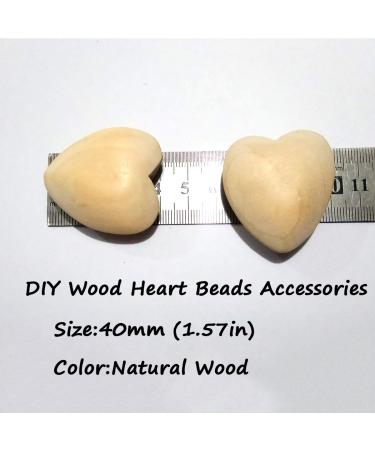 10pcs Natural 40mm Unfinished Wood Hearts Beads - Eco-Friendly DIY Craft Accessories - Buy Online on GoSupps.com