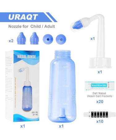 URAQT Neti Pot - 300ml Nasal Rinse Kit with Salt Packets & Thermometer Stickers | BPA Free Sinus Irrigation for Adults & Kids - International Shipping Available - Buy Online on GoSupps.com