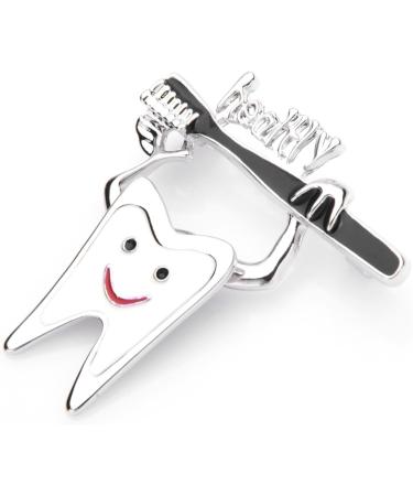 1 Piece Enamel Toothbrush Brooch Stylish Alloy Tooth Healthy Dentist Pin for Women - Buy Online on GoSupps.com