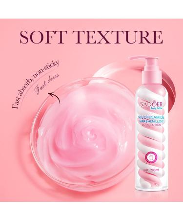 Niacinamide Marshmallow Body Lotion Niacinamide Body Lotion Moisturising Body Lotion for Glowing Skin Deeply Nourishing Moisturising Making Skin Softer Smoother 200ml - Buy Online on GoSupps.com