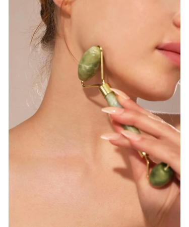 Natural Jade Roller & Gua Sha Set - Reduce Wrinkles Puffiness & Tighten Skin - Buy Online on GoSupps.com