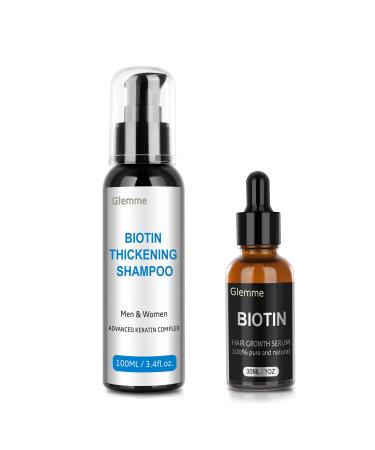 Biotin Hair Growth Serum with Shampoo for Men and Women Hair Loss Treatment Scalp Hair Regrowth Natural Thickening & Volumizing For Thicker Fuller Hair 2 Piece Set