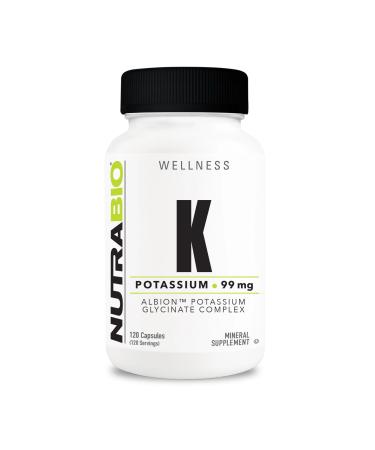 NutraBio Potassium Complex Potassium Supplement for Healthy Heart Bones Muscles & Digestion 99mg - 120 Vegetable Capsules