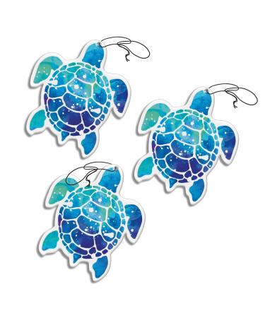 WIRESTER Hanging Air Freshener for Cars Home Bathroom Office Decorative Charm Ornaments 3-Pack 3x Blue Sea Turtle
