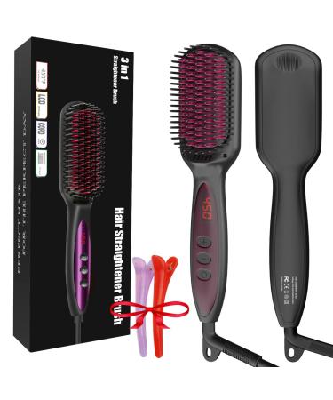 Hair Straighteners Brush for Women 30s Quick Heating Hair Straightening Brushes Gifts to Her Heated Hair Straighener Comb for Self Styling 250 F-450 F Anti Scald Black