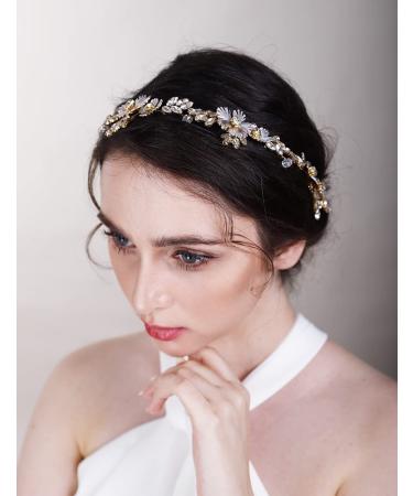 BERYUAN Champagne Crystal Flower Bridal Headband - Wedding Hair Accessory for Women & Girls - Buy Online on GoSupps.com