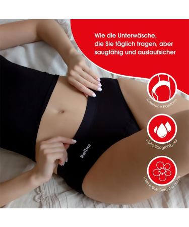 Relixa Menstrual Underwear 3-Pack - Period Undulating Hipsters for Heavy Bleeding Bamboo Comfort XS-6XL - Eco-Friendly Option for Women & Girls - Buy Online on GoSupps.com