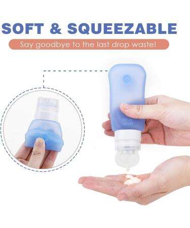 Moko Travel Bottles Set - 4 Silicone Leak-Proof 3.1 oz Refillable Travel Bottles for Shampoo & Toiletries - BPA Free - Buy Online on GoSupps.com