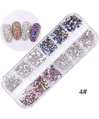 1 Box Mixed Colors Nail Art Rhinestones Multi-Size Flat-Back Ab Crystal 3D Charm Gems Diy Manicure Decor 4Nice Design - Buy Online on GoSupps.com