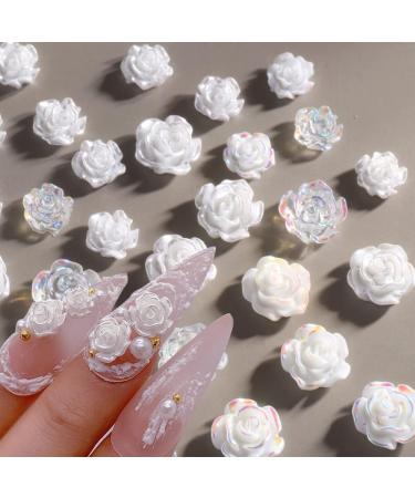 3D Nail Art Supplies Jewelry Pearls Mixed Camellia Nail Art Set Nail Glitter 5D Rose Round Pearl Rhinestones Caviar Beads Nails Charms Tips Accessories for Women Acrylic Nail Art Decorations - Buy Online on GoSupps.com