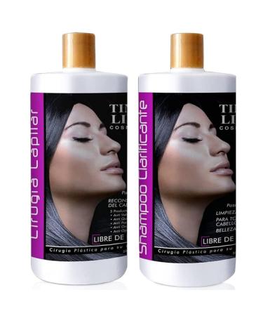 Cirugia Capilar Luxurious Hair Treatment with Keratin Argan Oil Hair Botox and More - Straightening Shine and Nourishment without Formaldehyde - Kit 32 Oz Hair Mask and Shampoo
