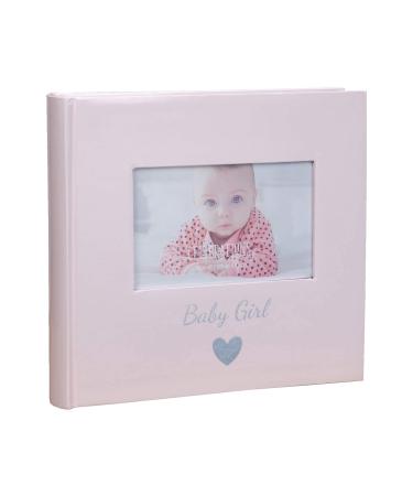 Photo Album 160 4x6 Landscape Pictures - Pink Baby Girl Slip in Photos with Personalising Window