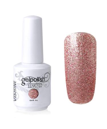 Vishine Nail Salon UV Manicure Polish Soak Off Gel Polish Nail Art Glitter Pale Violetred(634) #634