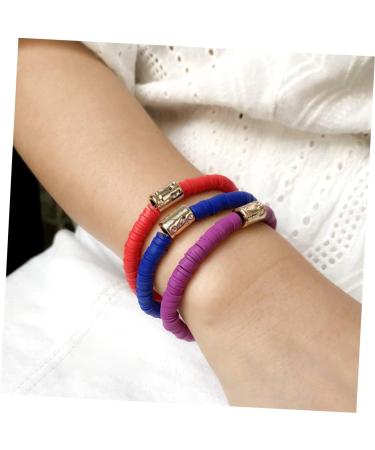 VALICLUD 3pcs Clay Bracelet Beaded Bracelet Bead Bracelet Rainbow Stretch Bracelet Wrist Ornament Polymer Bangles Elastic Polymer Handmade Pottery Miss Polymer Clay Popularity Bracelets 18X0.6cm Red - Buy Online on GoSupps.com