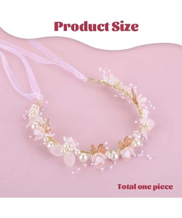 Flower Crown Flower Headband for Wedding Flower Girl Headpiece Flower Crown Pearl Flower Girl Crown Wedding Headband Bridal Flower Headbands Flower Hair Piece for Women Wedding Birthday Party - Buy Online on GoSupps.com