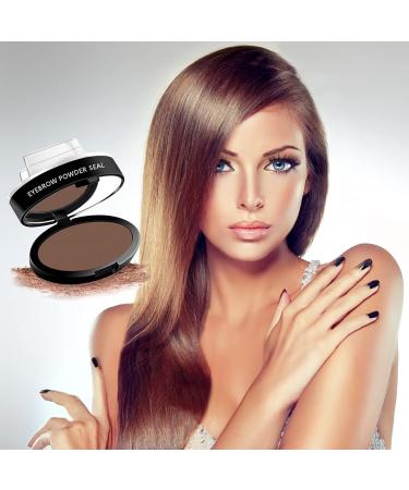 Herbesty Waterproof Eyebrow Powder Stamp Kit - Long-Lasting Easy Application Dark Brown - Reusable Cosmetic Set for Natural Eyebrow Shapes | International Shipping Available - Buy Online on GoSupps.com
