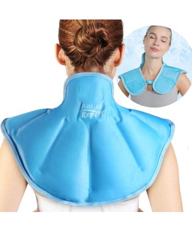 Relief Expert Neck Ice Pack Wrap, Ice Pack for Neck and Shoulder Injuries Reusable Neck Cold Pack for Shoulders and Upper Back Pain Relief Blue
