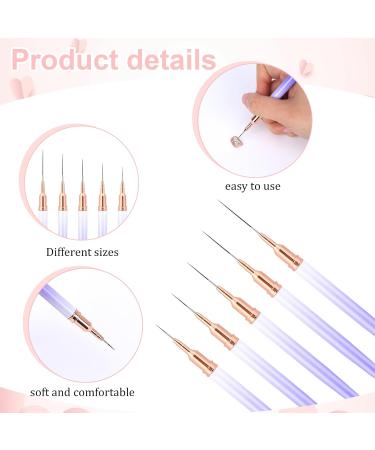 Nail Art Liner Brushes Set - 5Pcs 4/8/12/20/25mm Painting Tool for Nail Dotting & Fine Drawing - Purple Detail Brush for Long Lines & Designs - Buy Online on GoSupps.com
