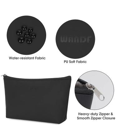 WANDF Pure Black Mini Makeup Bag Organizer - Water Resistant Cosmetic Pouch for Women, Ideal Girls Gift - Buy Online on GoSupps.com