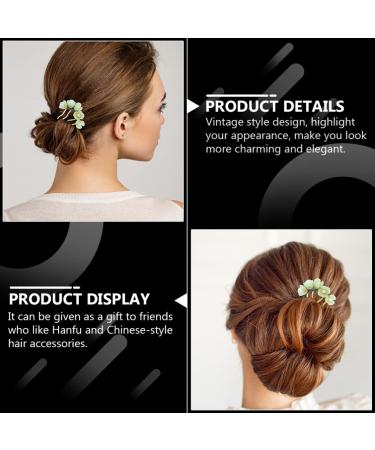 LALAFINA 2Pcs Vintage Jade Flower Hairpins - Chinese Traditional Hair Stick for Hanfu Headwear - Green - Buy Online on GoSupps.com
