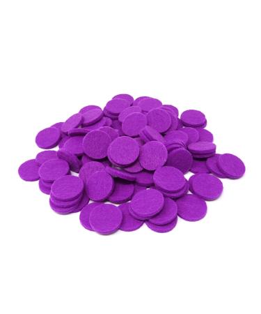 Honbay 100PCS Replacement Felt Pads 22mm Essential Oil Refill Pads for 30mm Locket Necklace Bracelet or Car(0.87inch Purple) (22mm)