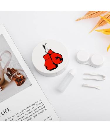 Red Boxing Gloves Round Case For Contact Lens Kit Storage Box with Mirror Printed - Buy Online on GoSupps.com