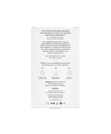SEEN UNSEEN Pimple Patch - Hydrocolloid Spot Treatment for Sensitive & Acne Prone Skin - Dermatologist Developed - Buy Online on GoSupps.com