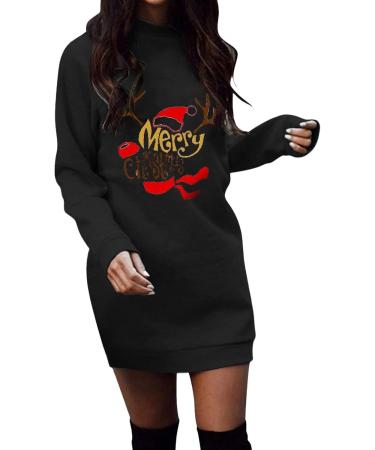 Shop Hanxiulin Women's Christmas Dress - Sexy Hooded Sweater Dress & Oversized Long Sleeve Party Clothes - Buy Online on GoSupps.com
