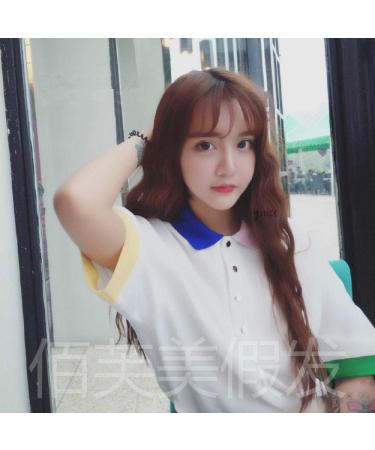 Korean Fashion Long Curly Wig with Thin Bangs - Hot Water Ripple Style for Women | Ash Linen - Buy Online on GoSupps.com